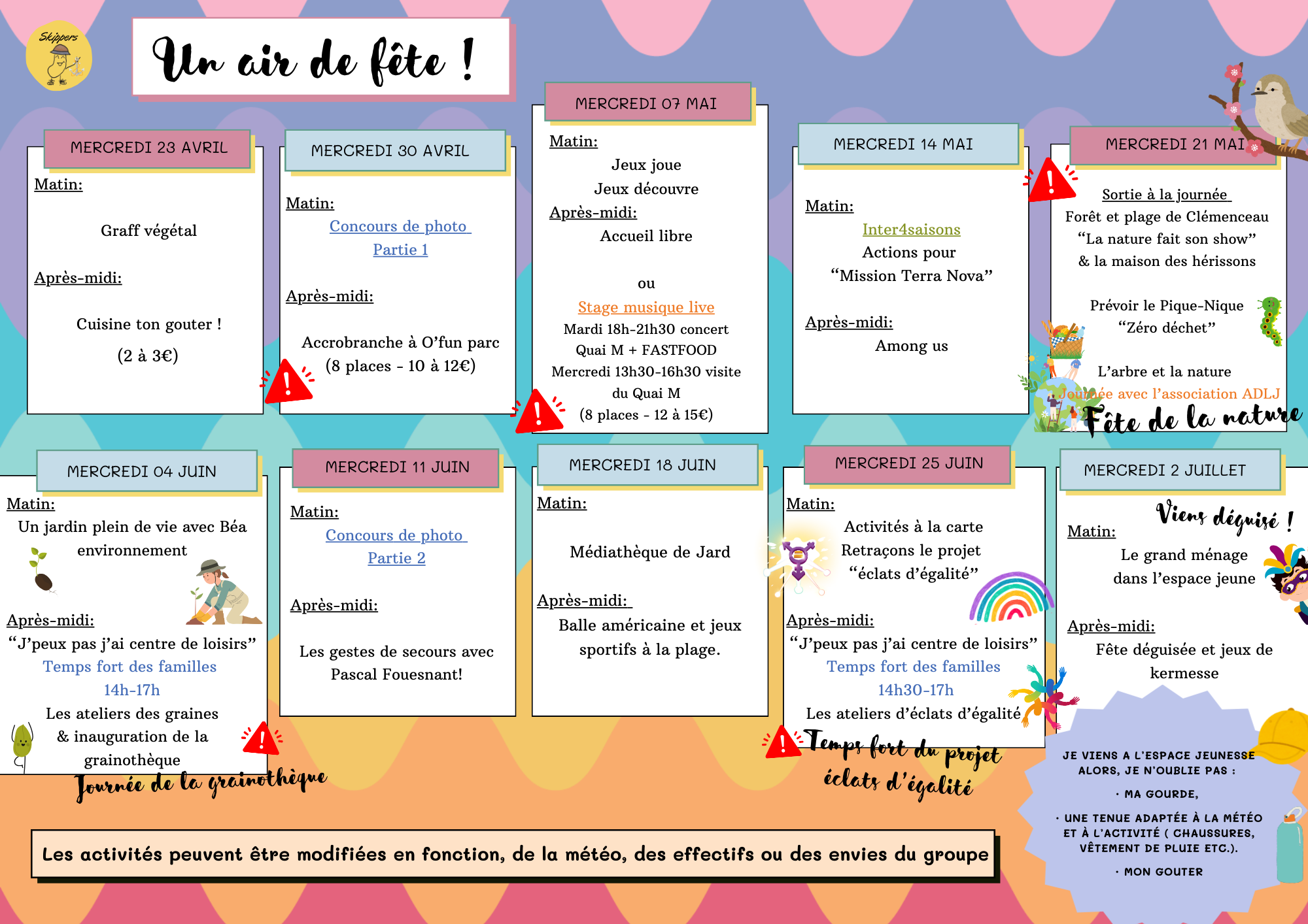 PA Skippers avril juillet 2